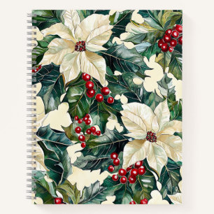 Poinsettia Floral Christmas Pattern (19) Notebook