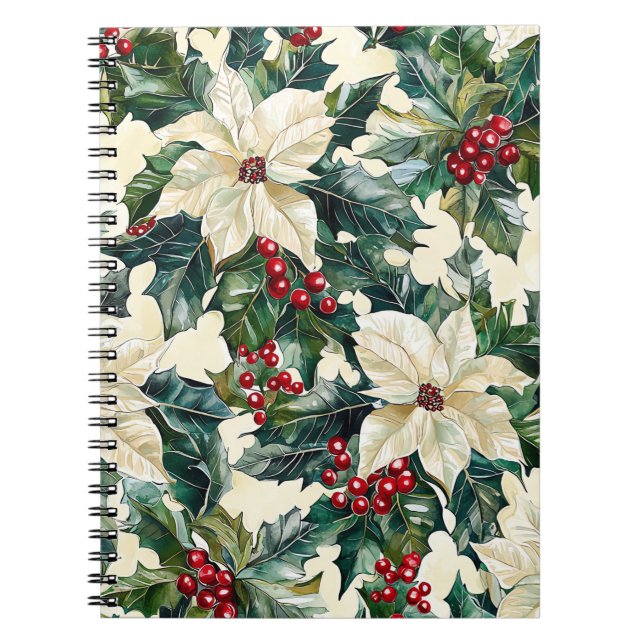 Poinsettia Floral Christmas Pattern (19) Notebook (Front)