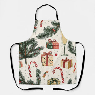 Poinsettia Floral Christmas Pattern (1) Apron