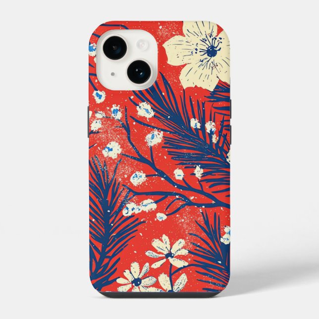 Poinsettia Floral Christmas Pattern (20) iPhone Case (Back)