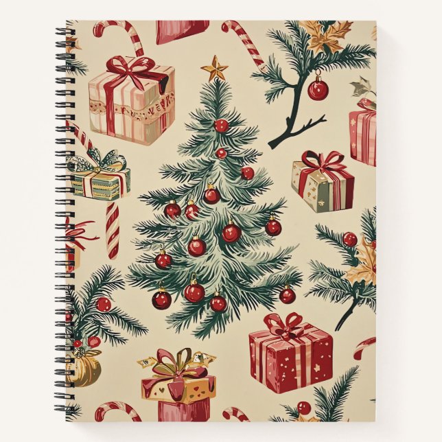 Poinsettia Floral Christmas Pattern (2) Notebook (Front)