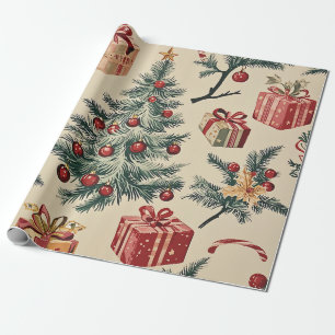 Poinsettia Floral Christmas Pattern (2) Wrapping Paper