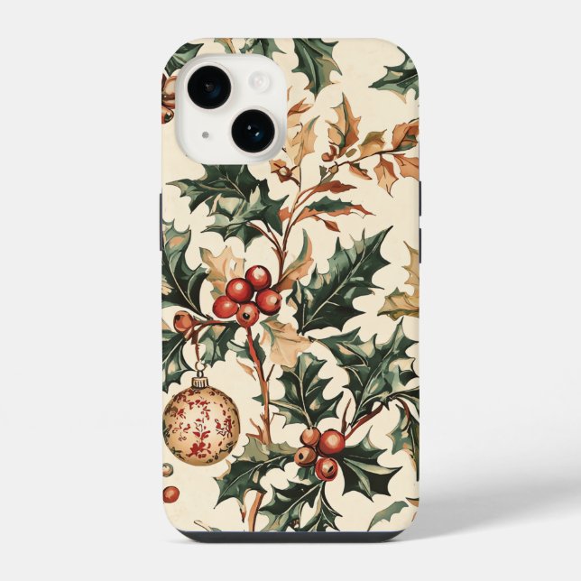 Poinsettia Floral Christmas Pattern (3) iPhone Case (Back)
