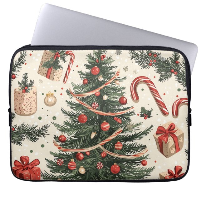 Poinsettia Floral Christmas Pattern (4) Laptop Sleeve (Front)