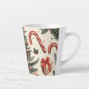 Poinsettia Floral Christmas Pattern (4) Latte Mug