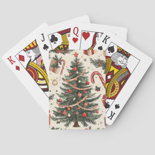 Poinsettia Floral Christmas Pattern (4) Playing Cards (Back)