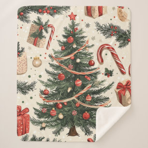 Poinsettia Floral Christmas Pattern (4) Sherpa Blanket