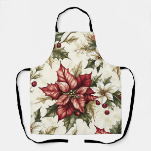 Poinsettia Floral Christmas Pattern (5) Apron