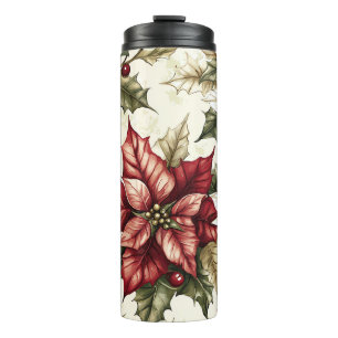 Poinsettia Floral Christmas Pattern (5) Thermal Tumbler