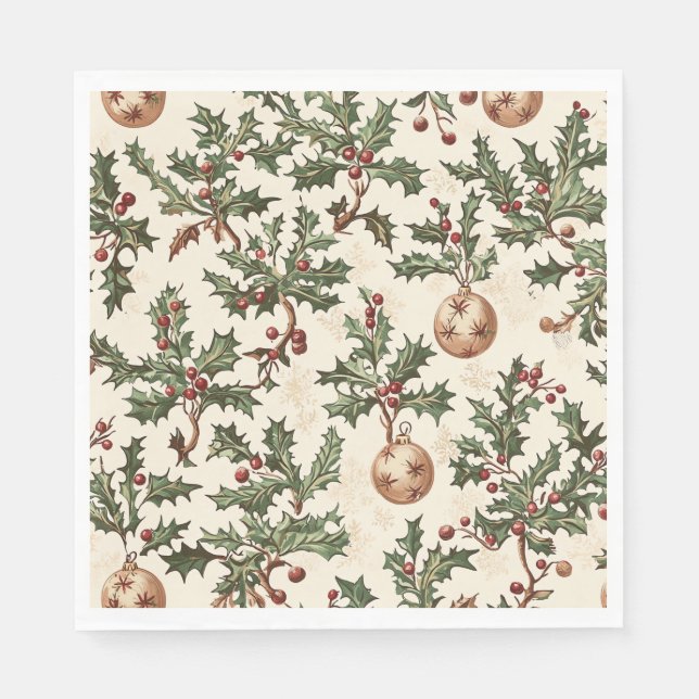 Poinsettia Floral Christmas Pattern (6) Napkin (Front)