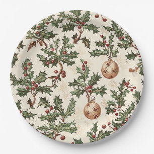 Poinsettia Floral Christmas Pattern (6) Paper Plate