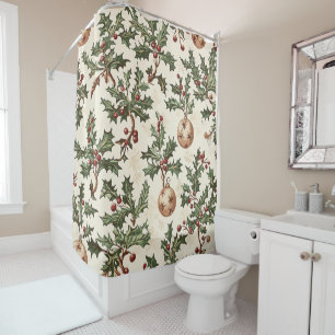 Poinsettia Floral Christmas Pattern (6) Shower Curtain
