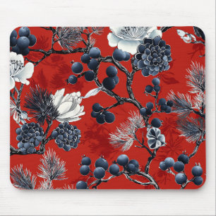Poinsettia Floral Christmas Pattern (7) Mouse Pad