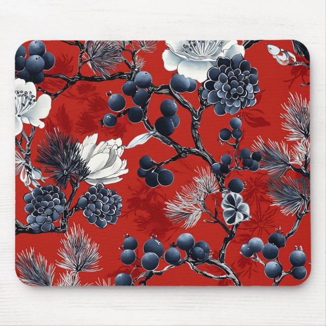 Poinsettia Floral Christmas Pattern (7) Mouse Pad (Front)