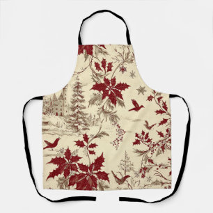 Poinsettia Floral Christmas Pattern (8) Apron