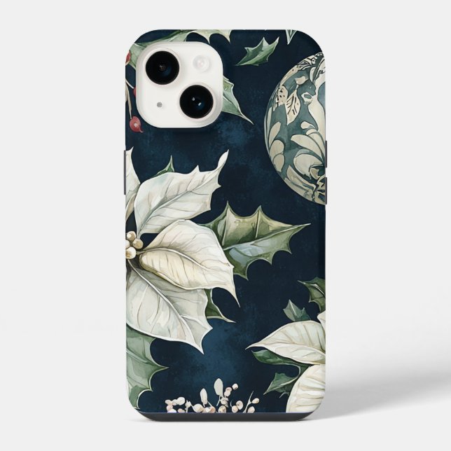Poinsettia Floral Christmas Pattern (9) iPhone Case (Back)