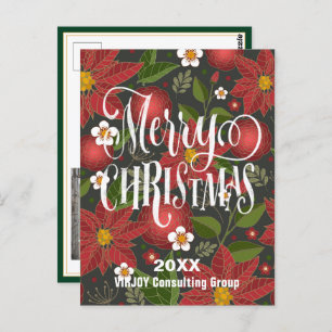 Poinsettia Floral Elegant Script Photo Business Postcard