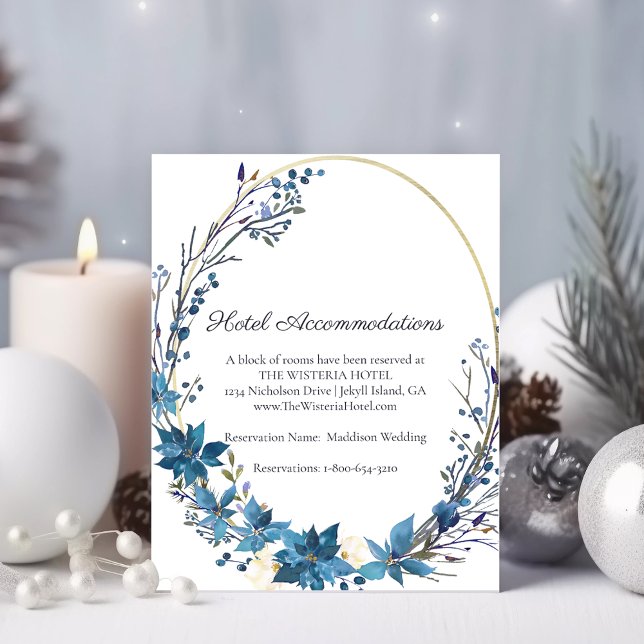 Poinsettia Floral Hotel Accommodations | Turquoise Enclosure Card (Creator Uploaded)
