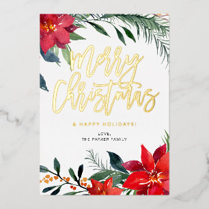 Poinsettia Floral Merry Christmas