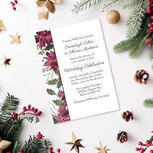 Poinsettia Floral Wedding   Scarlet Red Invitation