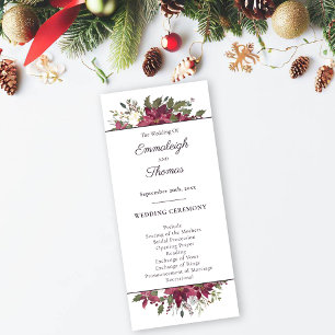 Poinsettia Floral Wedding Scarlet Red Program