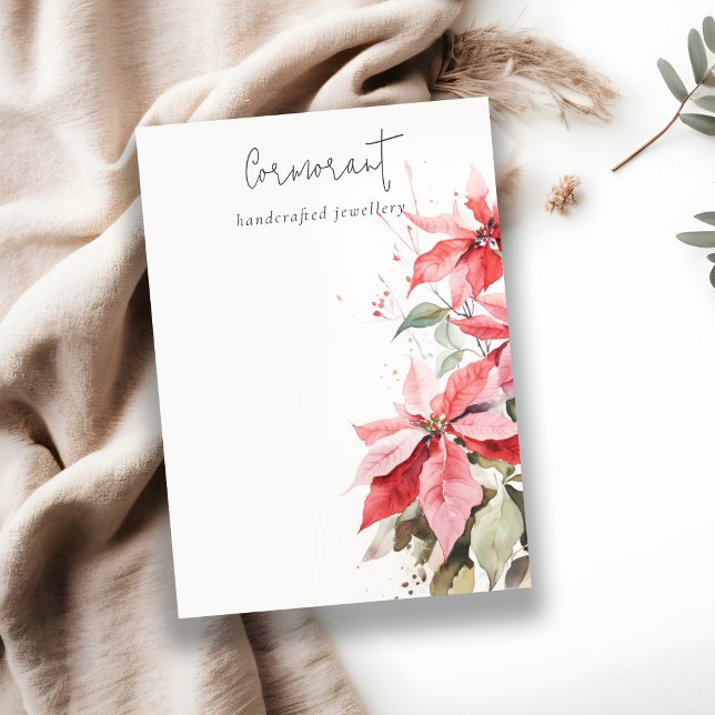 Poinsettia Florals Christmas Blank Jewellery Holde Business Card (Creator Uploaded)