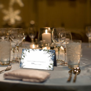 Poinsettia Florals Wedding   Navy Blue Place Card