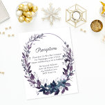 Poinsettia Florals Wedding Reception | Moody Blue Enclosure Card<br><div class="desc">Winter watercolor moody blue purple poinsettias and white roses on white background with personal templates in centre,  created for you,  with a midnight blue on back.</div>