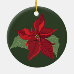 Poinsettia Flower- Christmas- Ceramic Ornament