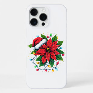 Poinsettia Flower Christmas Lights Santa Floral iPhone 16 Pro Max Case