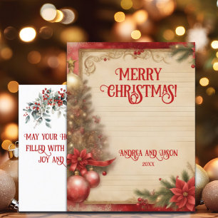 Poinsettia Flower Christmas tree Elegant Postcard