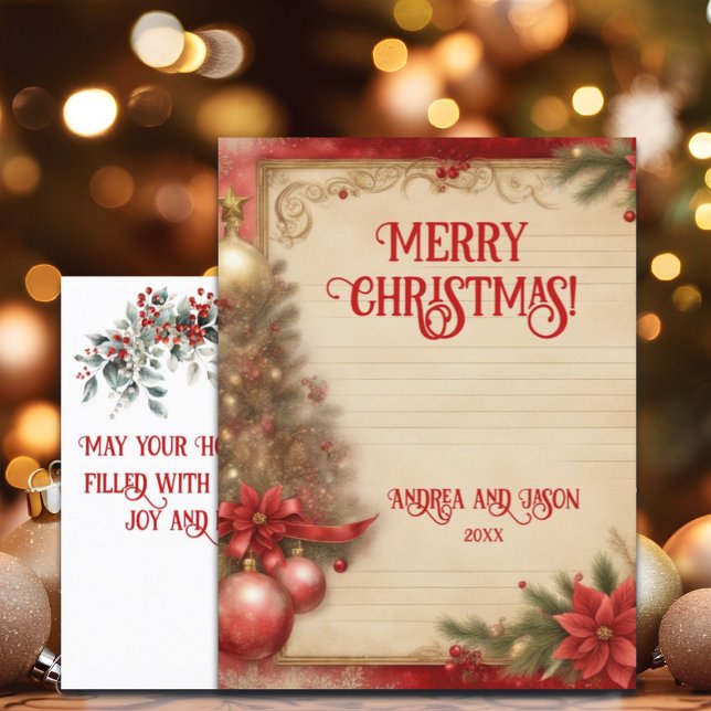 Poinsettia Flower Christmas tree Elegant Postcard (Creator Uploaded)