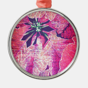Poinsettia Flower Digital Art Metal Tree Decoration