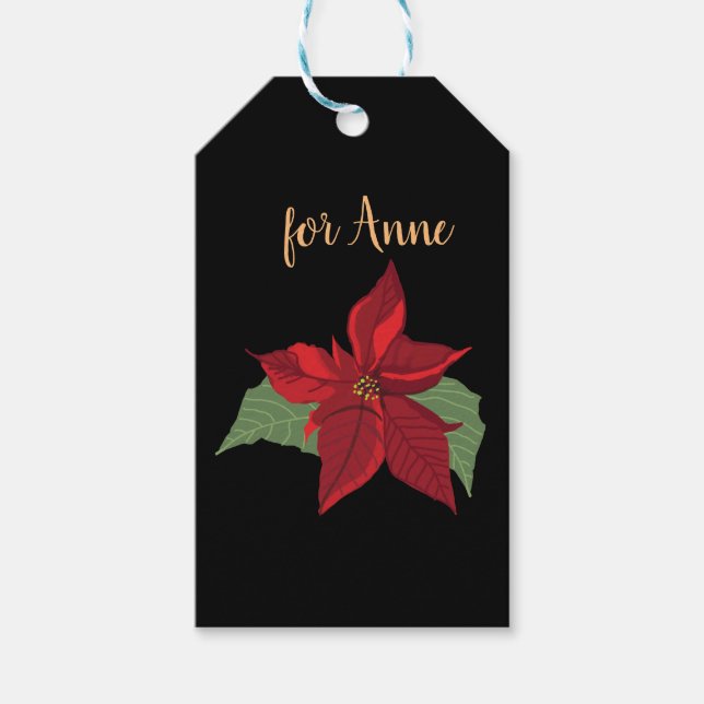 Poinsettia flower  gift tags (Front)