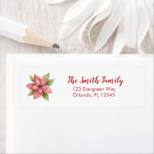 Poinsettia Flower Painting Return Address Label