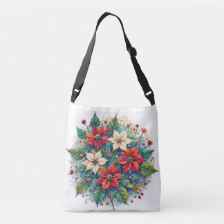 Poinsettia flowers crossbody bags