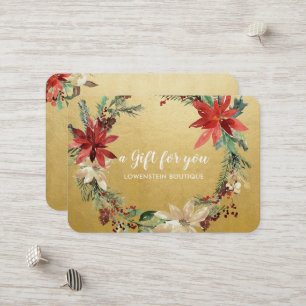Poinsettia Flowers Faux Gold Foil Gift Certificate