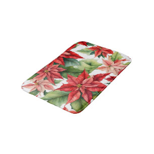 Poinsettia flowers pattern bath mat