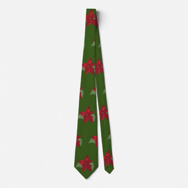 Poinsettia Flowers Tie (Front)