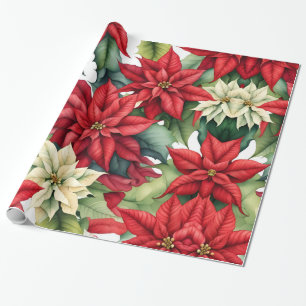 Poinsettia Flowers Wrapping Paper