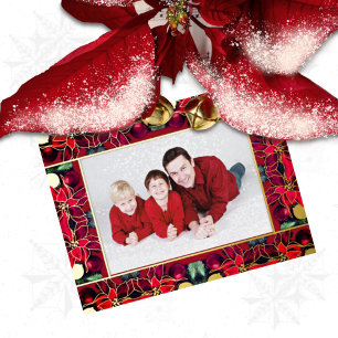 Poinsettia Frame Foil Holiday Post Card
