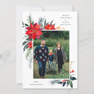 Poinsettia Frame V Photo Holiday Card