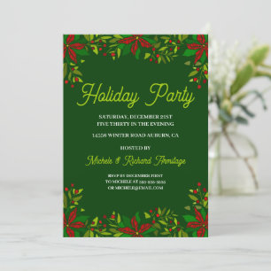 Poinsettia Garland Holiday Party Invitation