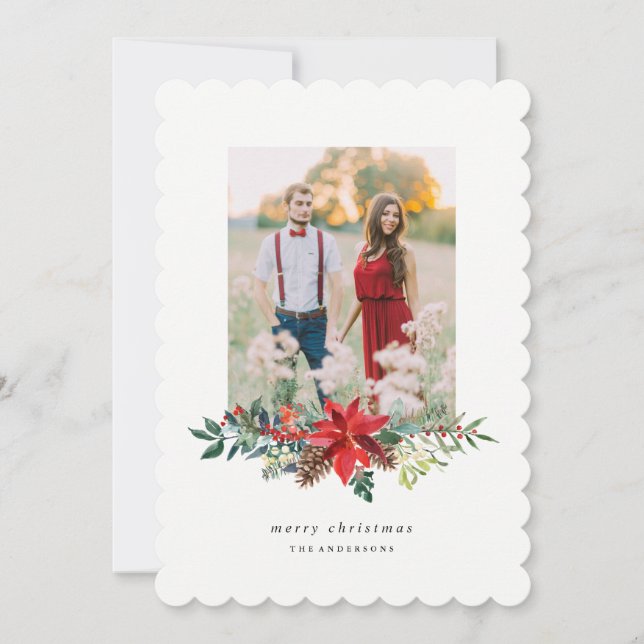 Poinsettia Garland Photo Card (Front)