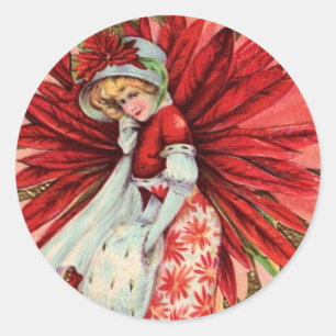 Poinsettia Girl - Holiday Sticker
