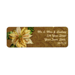Poinsettia Gold Christmas Address Label Return Address Label