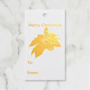 Poinsettia Gold Foil Gift Tag