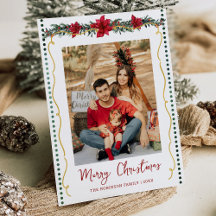 Poinsettia Greenery Gold Merry Christmas 1 Photo