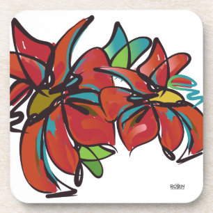 Poinsettia Hard Plastic Coaster