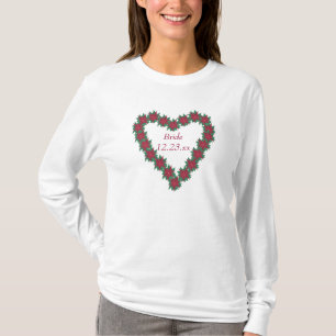 Poinsettia Heart Christmas Bride Tee Shirts